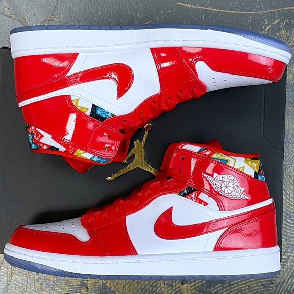 Nike Air Jordan 1 Mid SE Barcelona Sweater Chile Red DC7294-600 10 Patent